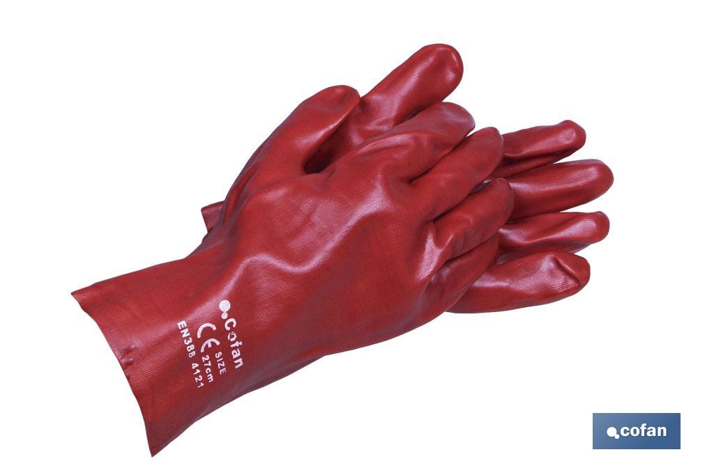 BLÍSTER DE GUANTE DE PVC ROJO 27 CM VENTA UNITARIA