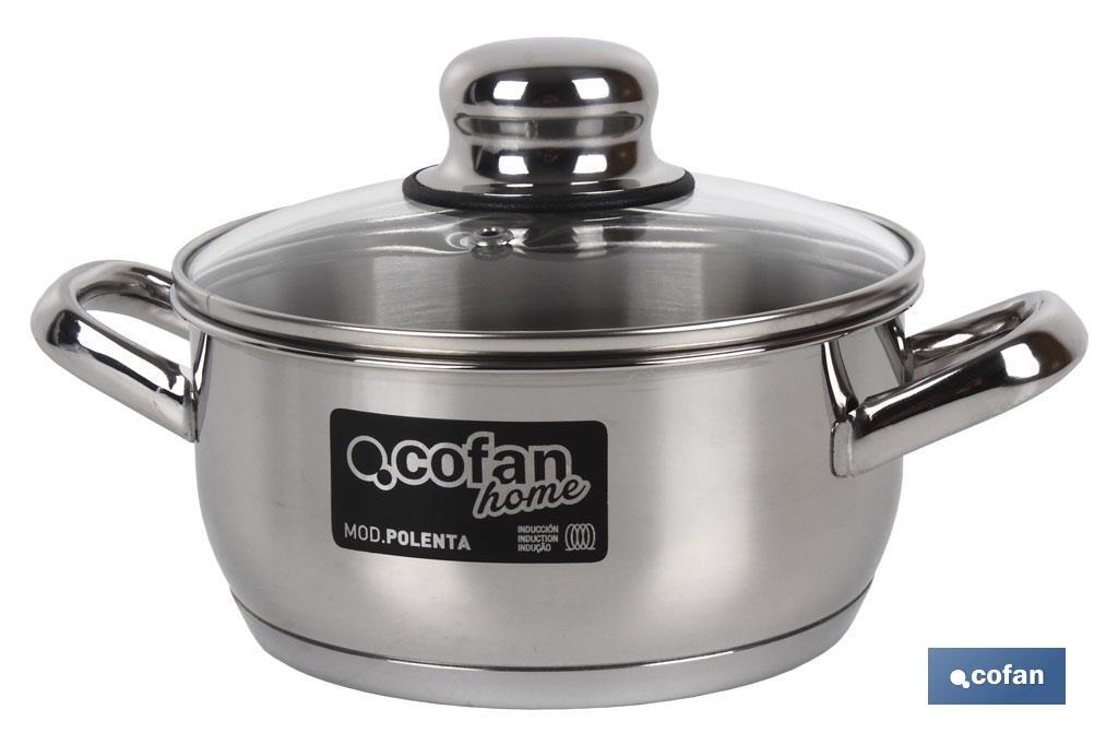 CACEROLA INOX INDUC.2.6L MODELO POLENTA T/ VIDRIO Ø200 MM