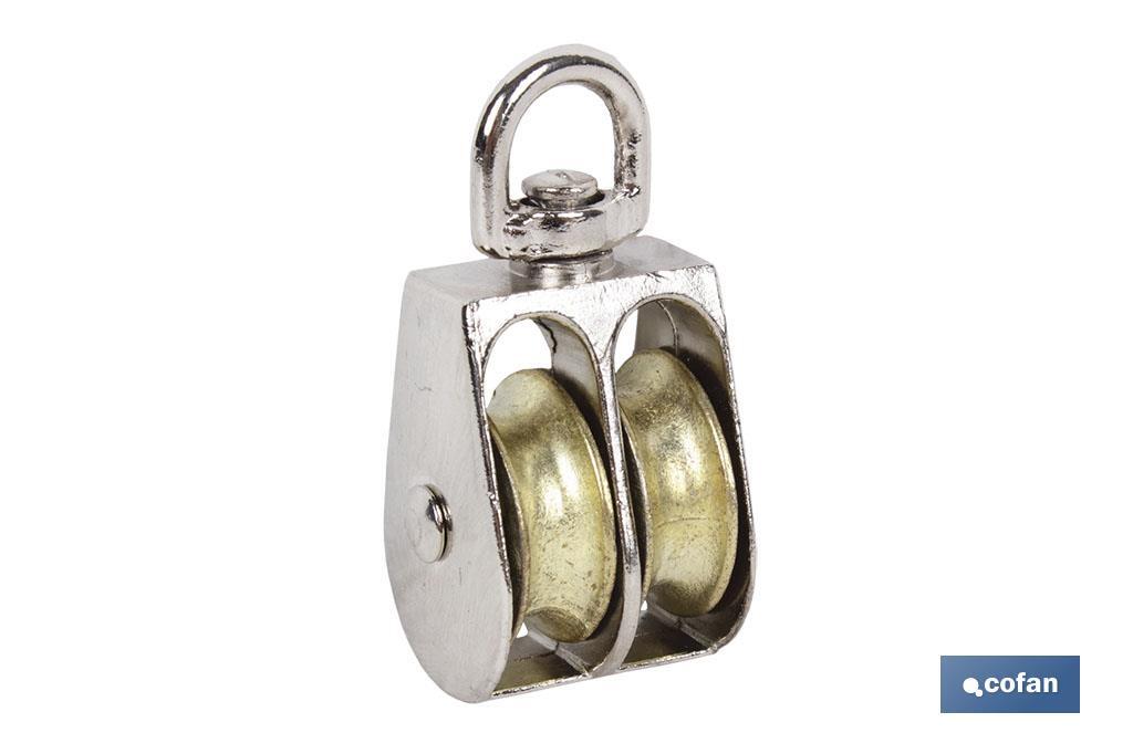 POLEA DOBLE GIRATORIA NIQUELADA (Ø40MM) venta unitaria (PACK: 1 UDS) POLEA DOBLE GIRATORIA NIQUELADA (Ø40MM) venta unitaria (PACK: 1 UDS)