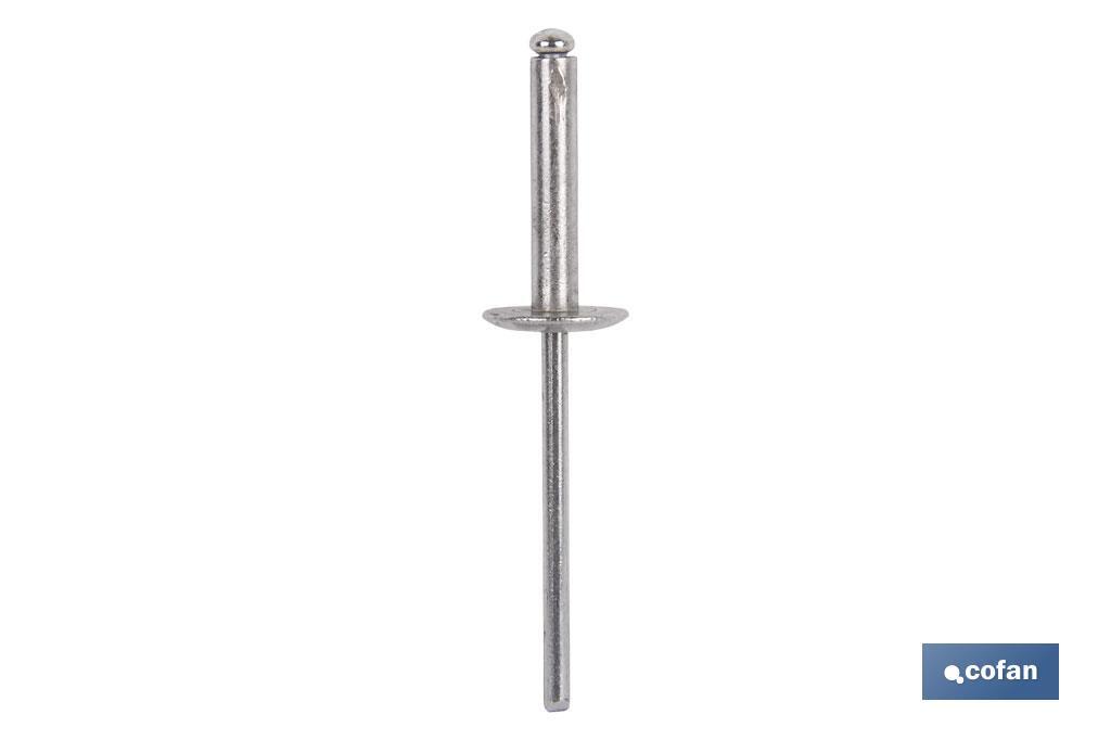 REMACHE ALUMINIO ALA ANCHA D-12 4 X 20 MM (PACK: 500 UDS) REMACHE ALUMINIO ALA ANCHA D-12 4 X 20 MM (PACK: 500 UDS)