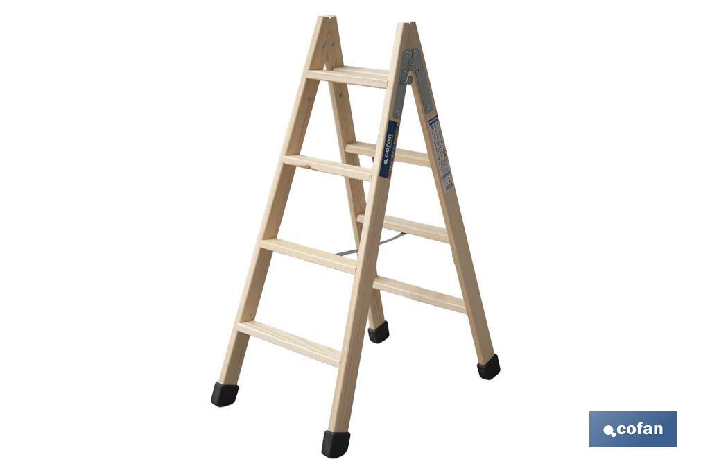 ESCALERA MADERA DOBLE 4 PELDAÑOS 1,00 M (PACK: 1 UDS) ESCALERA MADERA DOBLE 4 PELDAÑOS 1,00 M (PACK: 1 UDS)
