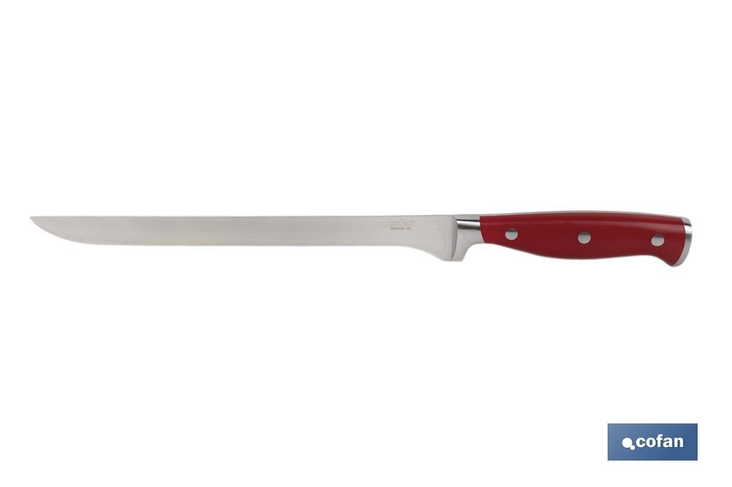 CUCHILLO JAMONERO/SALMONERO HOJA 25cm MODELO AGUACEJO ROJO (PACK: 1 UDS)