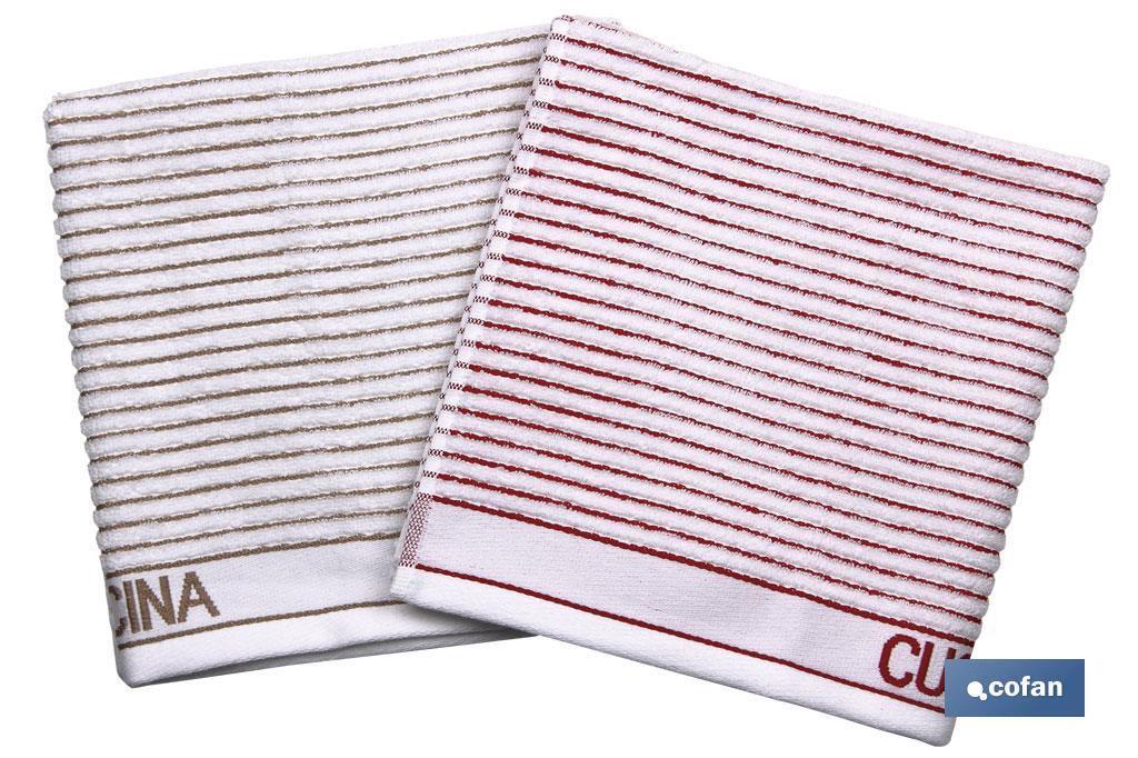 PACK 2 PAÑOS COCINA 50X50 BEIGE/ROJO (PACK: 1 UDS) PACK 2 PAÑOS COCINA 50X50 BEIGE/ROJO (PACK: 1 UDS)