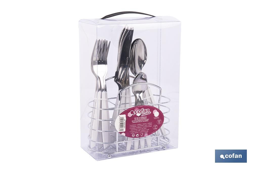 SET DE CUBIERTOS 24 PIEZAS ACERO INOXIDABLE COLOR BLANCO (PACK: 1 UDS) SET DE CUBIERTOS 24 PIEZAS ACERO INOXIDABLE COLOR BLANCO (PACK: 1 UDS)