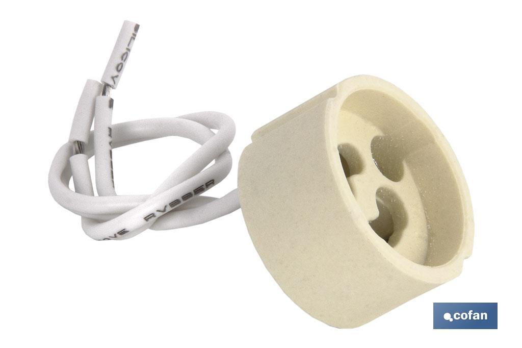 PORTALÁMPARAS CERÁMICA 2A250V CON CASQUILLO GZ10 Y 150MM CABLE (PACK: 1 UDS) PORTALÁMPARAS CERÁMICA 2A250V CON CASQUILLO GZ10 Y 150MM CABLE (PACK: 1 UDS)