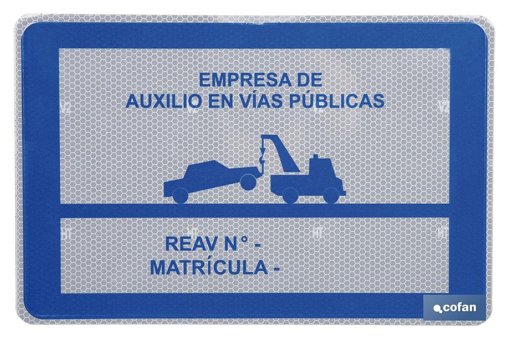 PLACA GRUA DE SERV. AUXILIOS EN CARRETERA