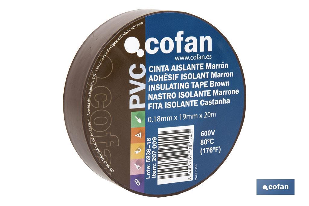 CINTA AISLANTE 180 Micras MARRON 19mmX20 Metros