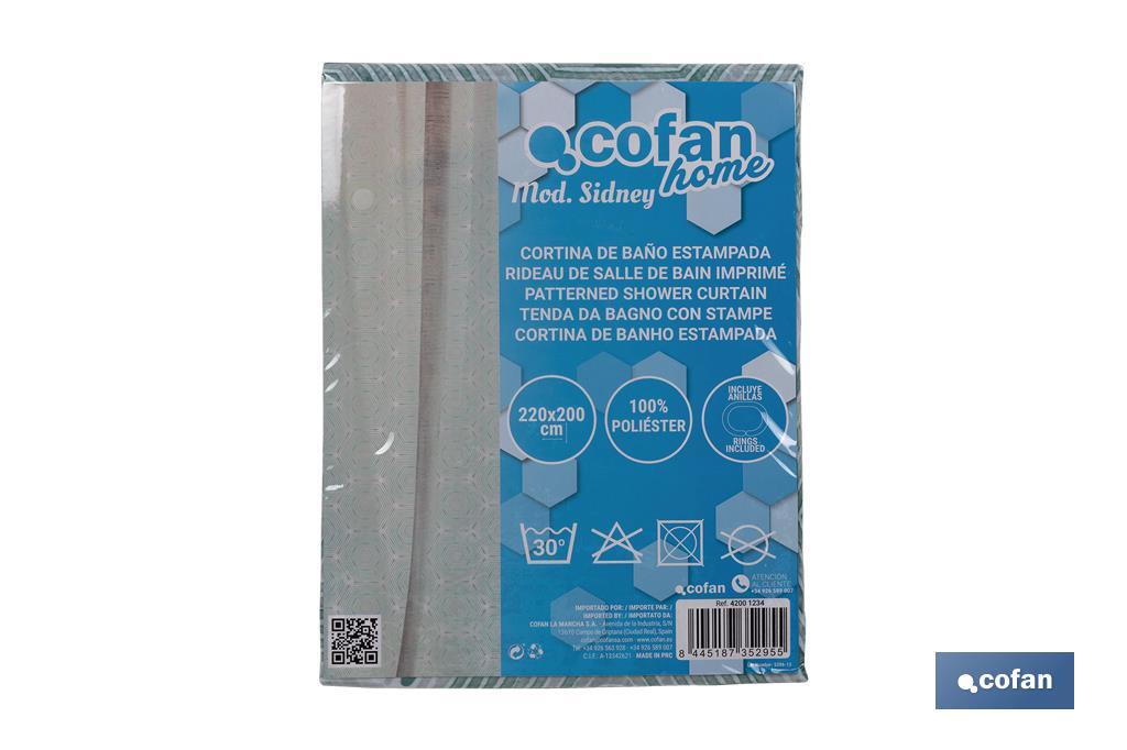 CORTINA DE BAÑO HEXAGONOS POLIÉSTER 220x200 (PACK: 1 UDS)