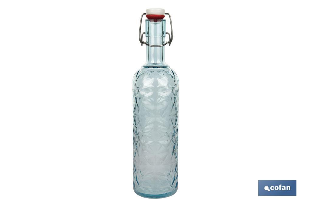 BOTELLA DE VIDRIO TRANSPARENTE AZUL CLARO CON CIERRE DE ESTRIBO 1 L (PACK: 6 UDS)