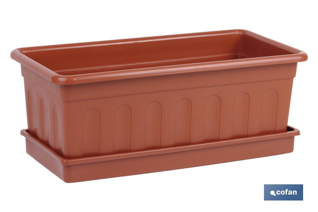 JARDINERA MARRON MODELO AZAHAR 50 X 21.5 X 16 + PLATO 48 X 19.5 CM venta unitaria