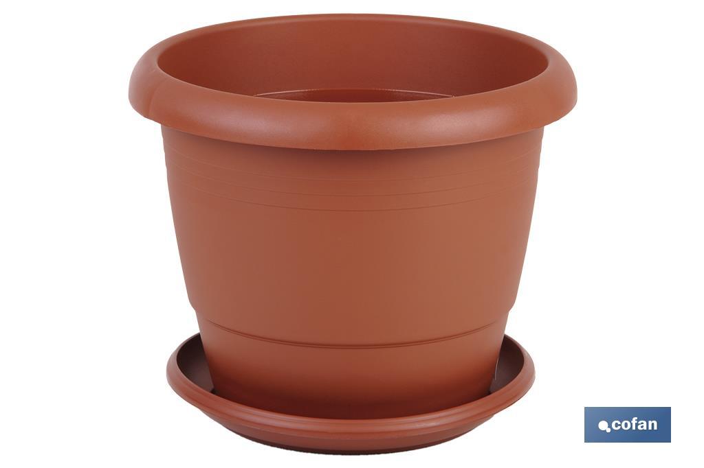 MACETA MARRON MODELO GARDENIA 35X28.8+ PLATO28cm venta unitaria