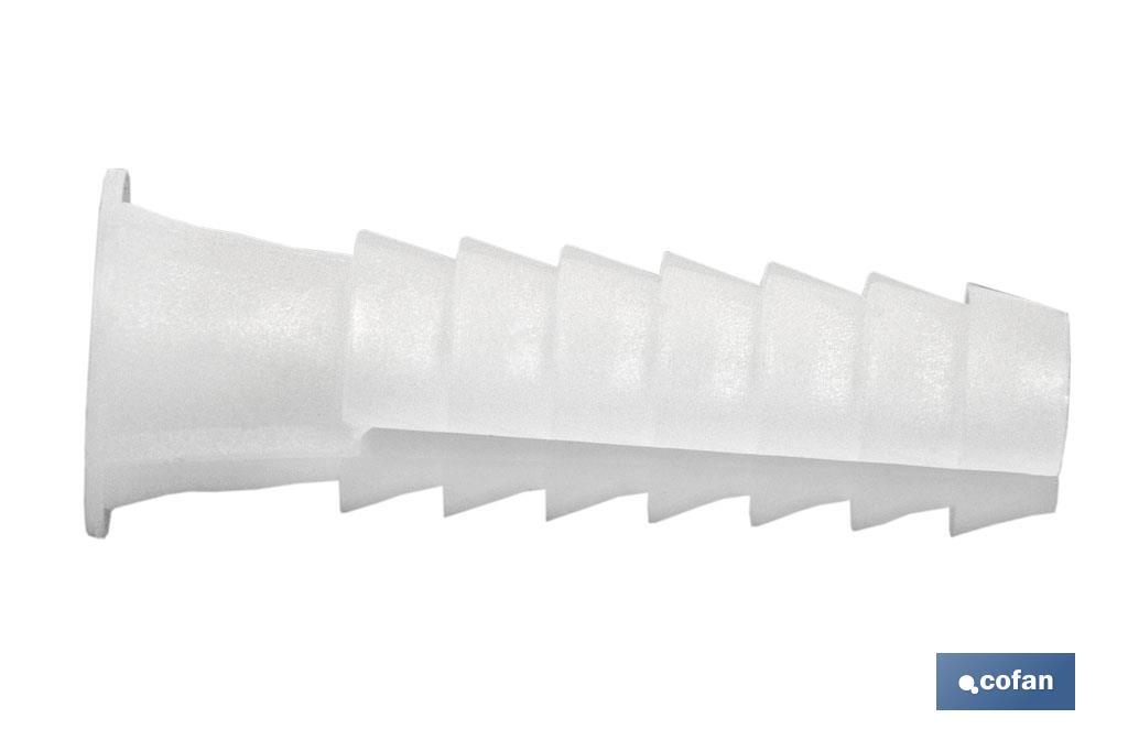 BLÍSTER DE 5 UDS. TACO DE PLÁSTICO BLANCO 10 MM VENTA UNITARIA