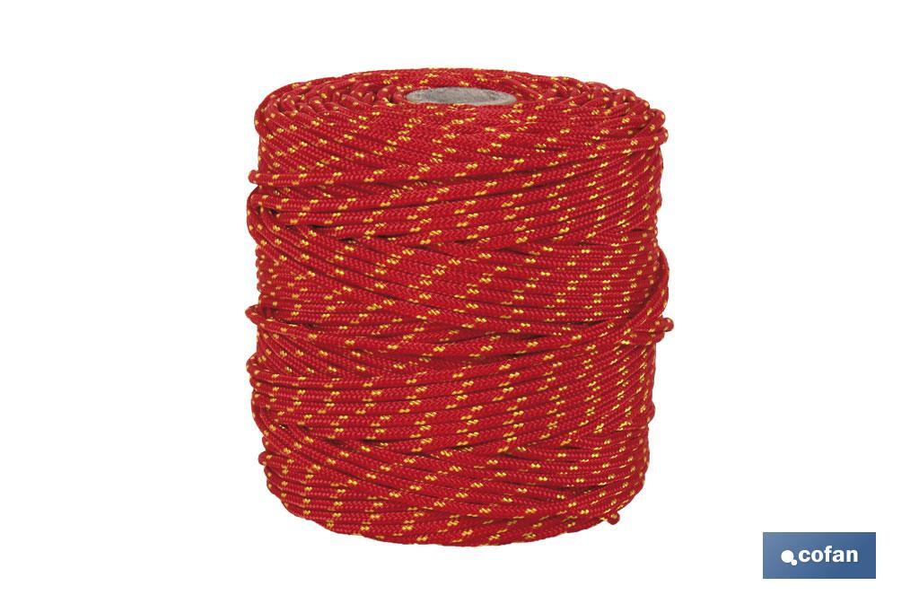 CORDÓN TRENZADO HIPPIE ROJO/AMARILLO 3MM X 25 M