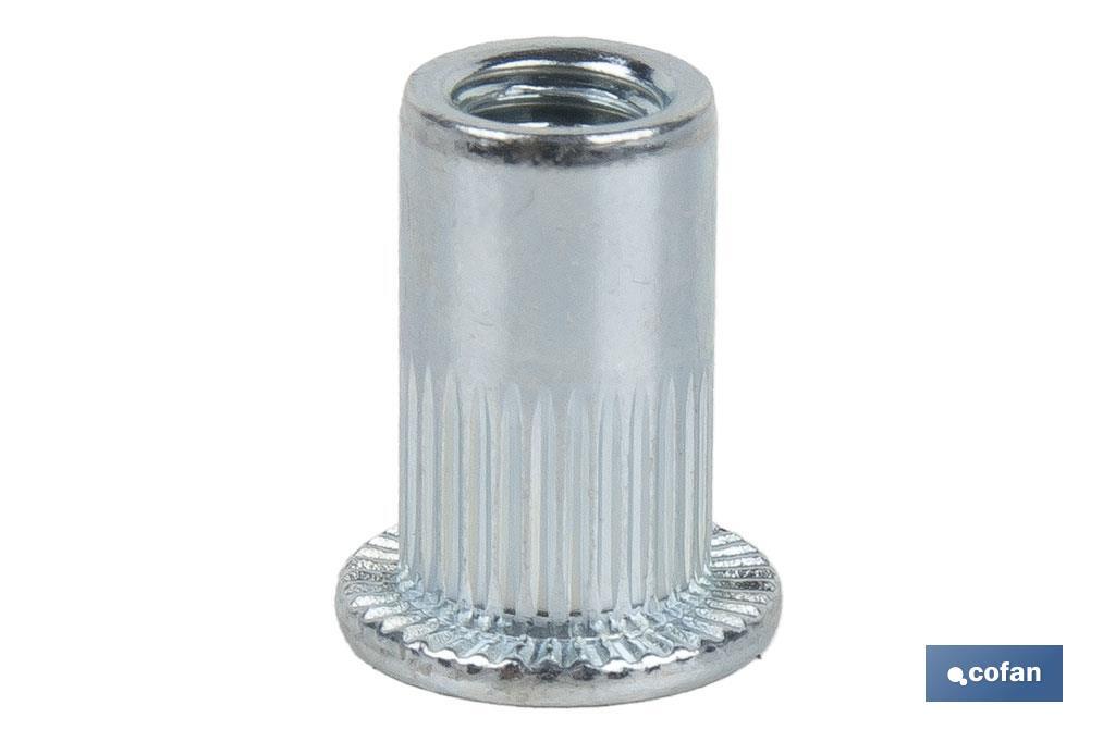 TUERCAS REMACHABLES RANURADAS ANCHAS ACERO M6 (PACK: 500 UDS)