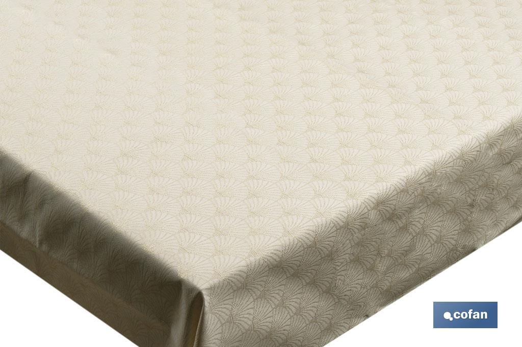 MANTEL ANTIMANCHAS RESINADO CONFECCIONADO 1,40 X 1.80 M 50% PES 45% CO 5% LUREX LINEAS DE ORO (PACK: 1 UDS) MANTEL ANTIMANCHAS RESINADO CONFECCIONADO 1,40 X 1.80 M 50% PES 45% CO 5% LUREX LINEAS DE ORO (PACK: 1 UDS)