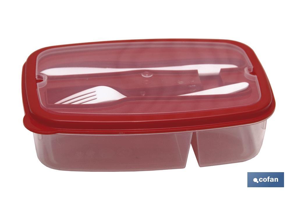FIAMBRERA VERDE RECTANGULAR CON CUBIERTOS 1,5 L (PACK: 1 UDS)