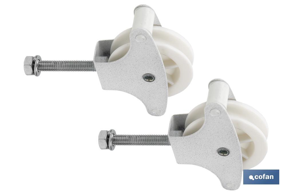 PACK 2 POLEAS PARA TENDEDERO COLOR BLANCO ROLDANA 4 CM (PACK: 1 UDS) PACK 2 POLEAS PARA TENDEDERO COLOR BLANCO ROLDANA 4 CM (PACK: 1 UDS)