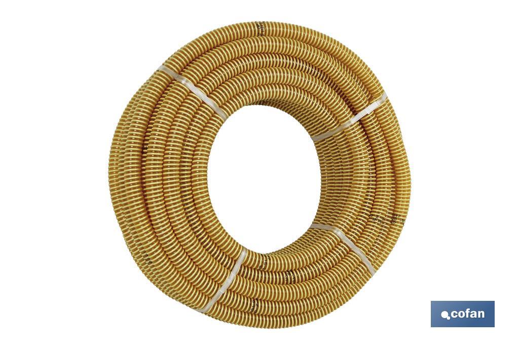 ROLLO DE TUBO DE ASPIRACIÓN ESPIRAL AMARILLO Ø100 MM 25 M (PACK: 1 UDS)