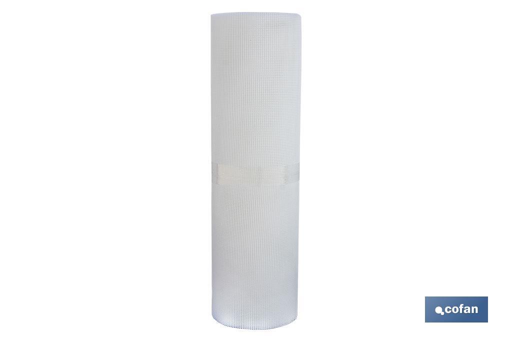 Malla de plástico | Hueco cuadrado de 5 mm | Color blanco | Medida: 1 x 25 m
