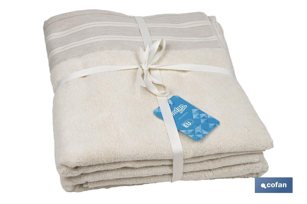 Juego de 2 toallas en color nature con 600 gr/m2 | Gama Inspiración | Set de toallas 95% algodón y 5% lino