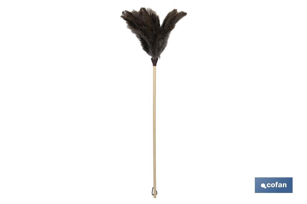 Plumero de avestruz Nº3 | Mango de madera | Plumero antiestático | Plumas naturales | Longitud: 71 cm